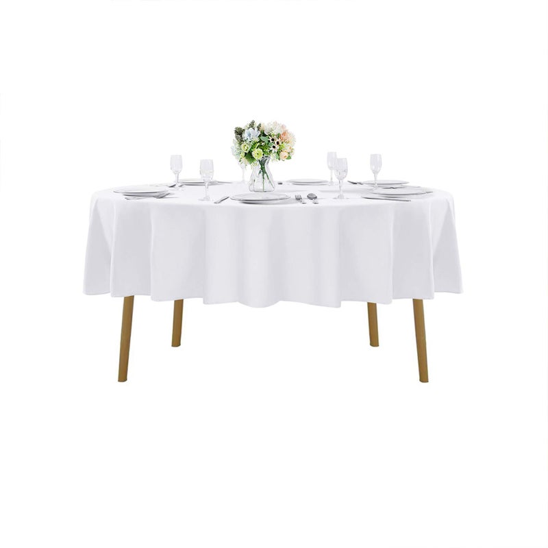 Cupuamon 70 inch Round Tablecloth Washable Polyester Table Cloth Decorative Table Cover for Wedding Party Dining Banquetï¼ˆ70 inch,Whiteï¼‰ - Image 1